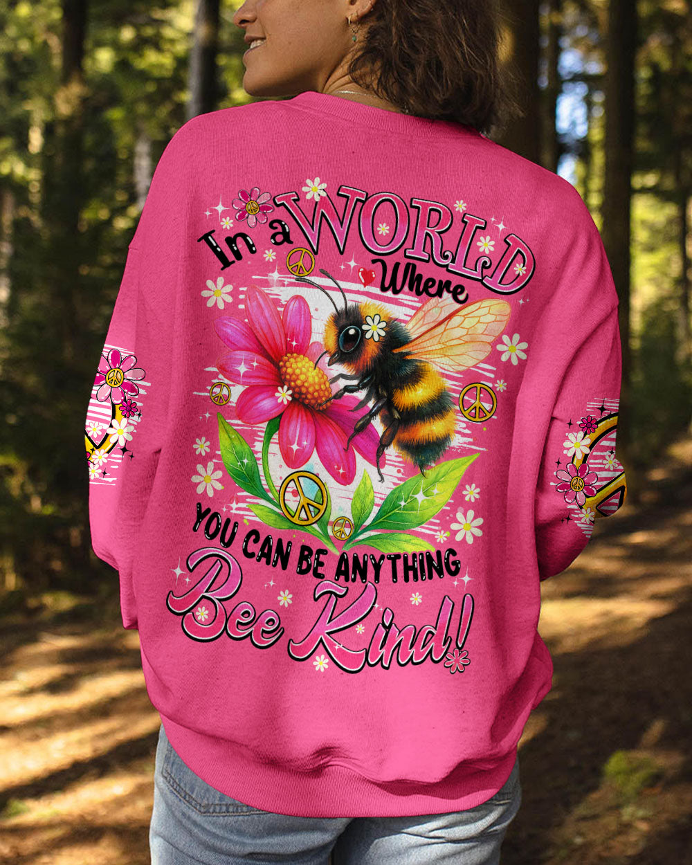 IN A WORLD YOU CAN BE ANYTHING BEE KIND PINK ALL OVER PRINT - TYPQ0606253