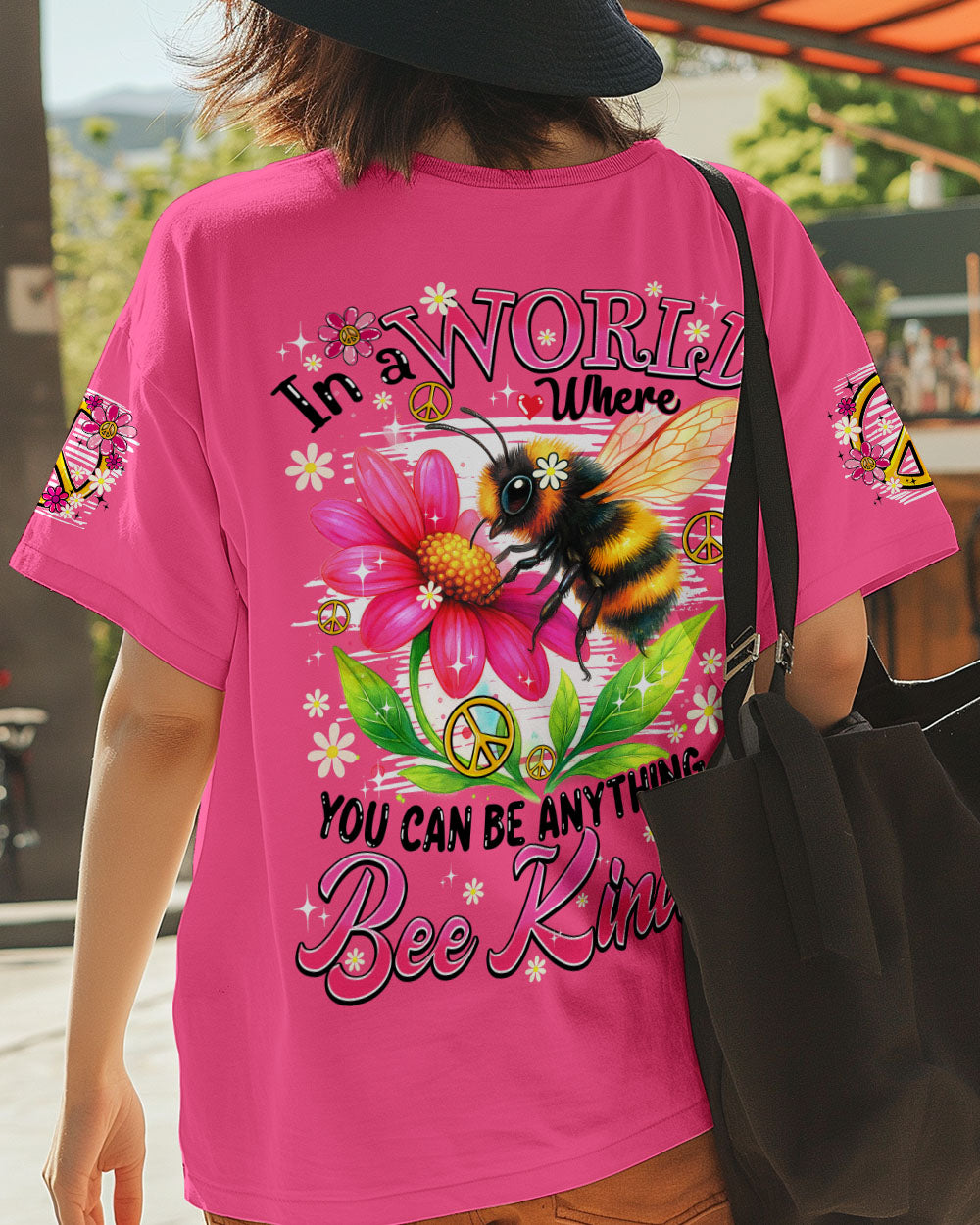 IN A WORLD YOU CAN BE ANYTHING BEE KIND PINK ALL OVER PRINT - TYPQ0606253