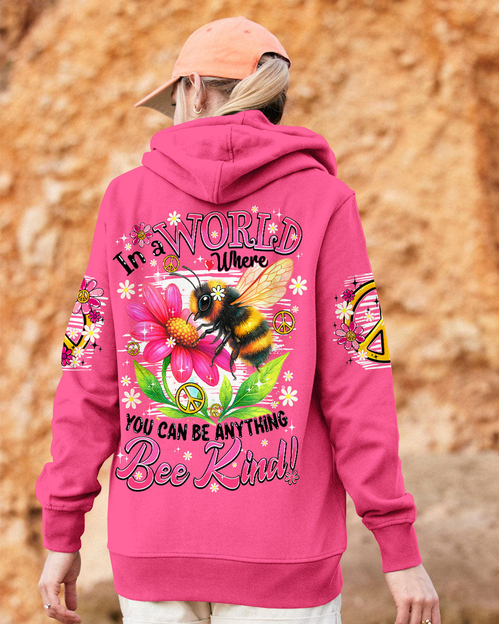 IN A WORLD YOU CAN BE ANYTHING BEE KIND PINK ALL OVER PRINT - TYPQ0606253