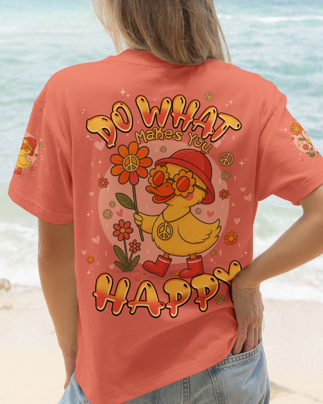 DO WHAT MAKES YOU HAPPY DUCK HIPPIE ALL OVER PRINT - TYPQ0708252