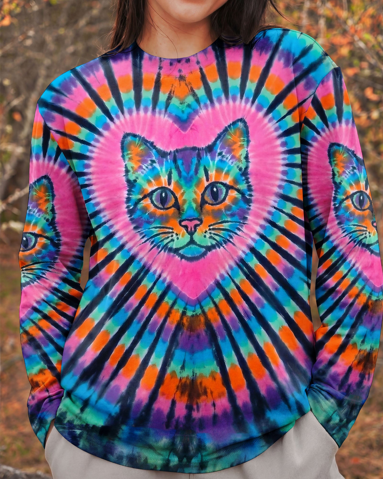 COLORFUL TURQUOISE CAT AURA ALL OVER PRINT - TYPQ1003262