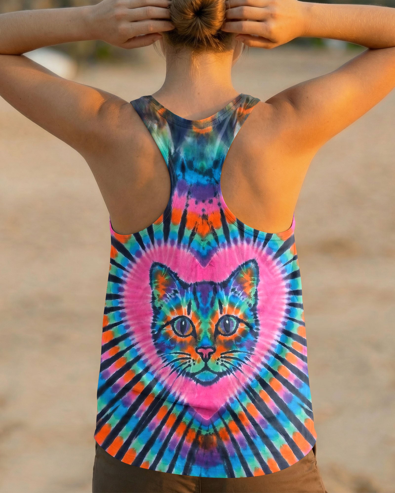 COLORFUL TURQUOISE CAT AURA ALL OVER PRINT - TYPQ1003262