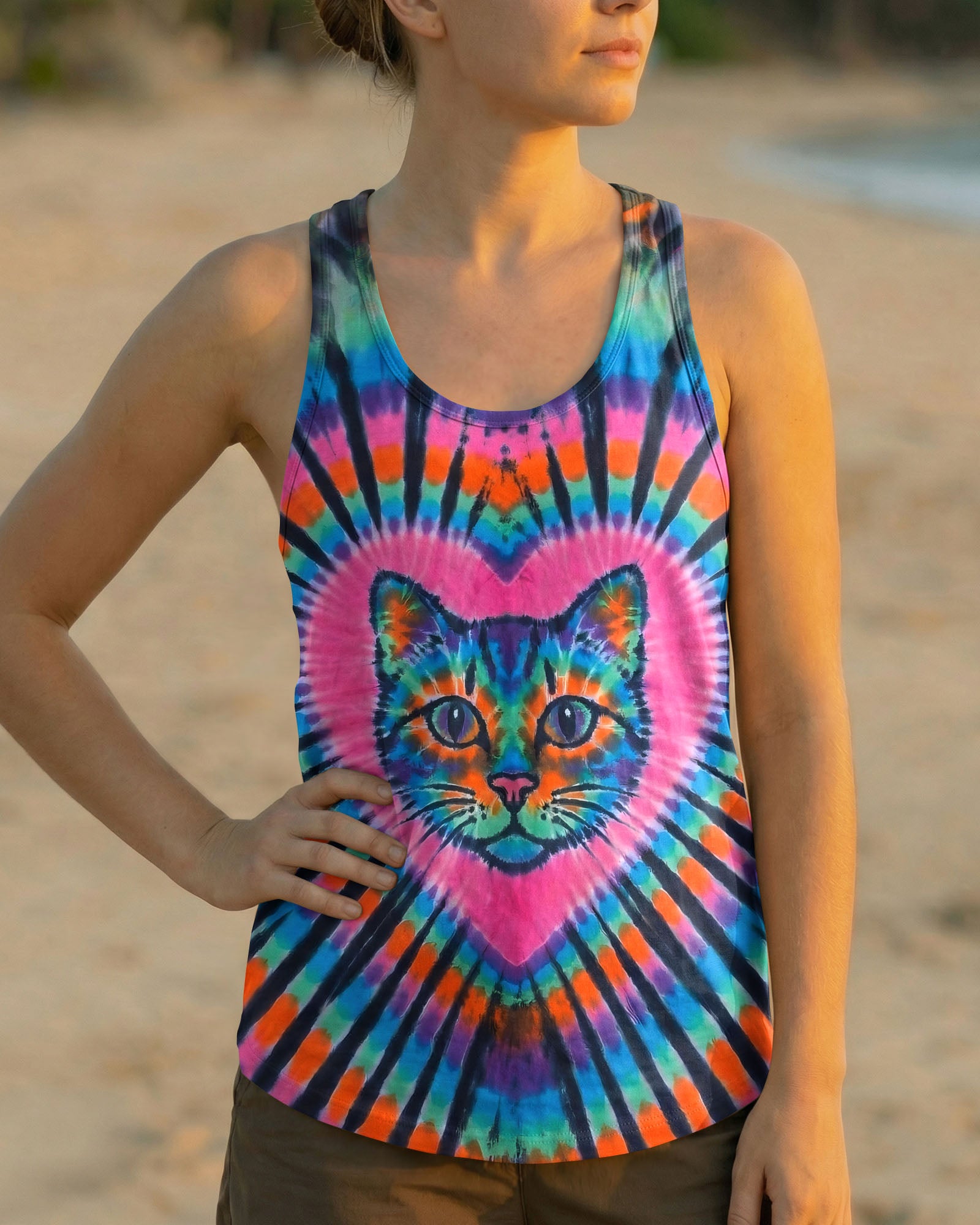 COLORFUL TURQUOISE CAT AURA ALL OVER PRINT - TYPQ1003262