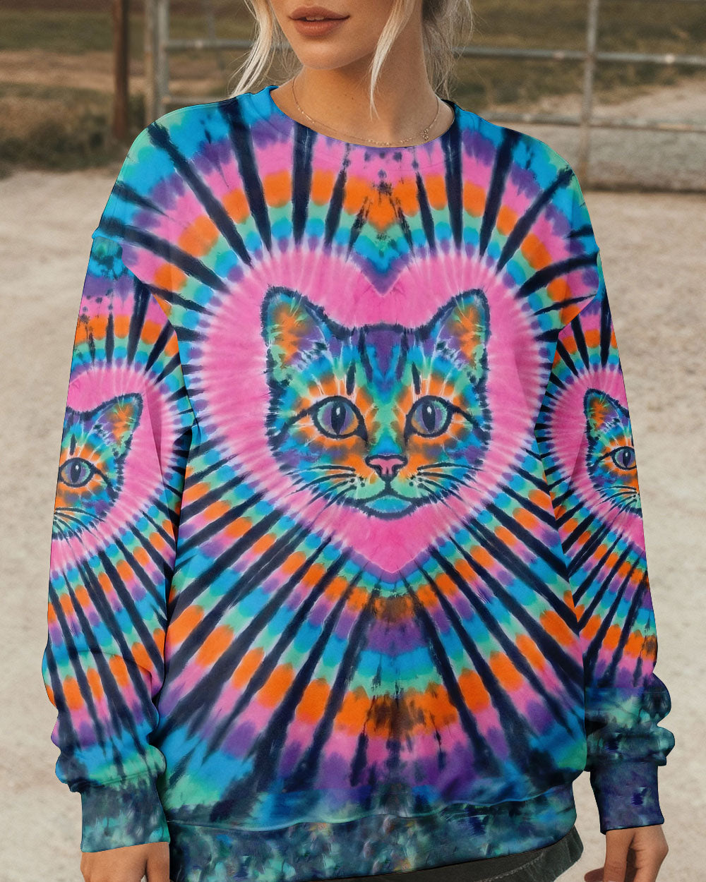 COLORFUL TURQUOISE CAT AURA ALL OVER PRINT - TYPQ1003262