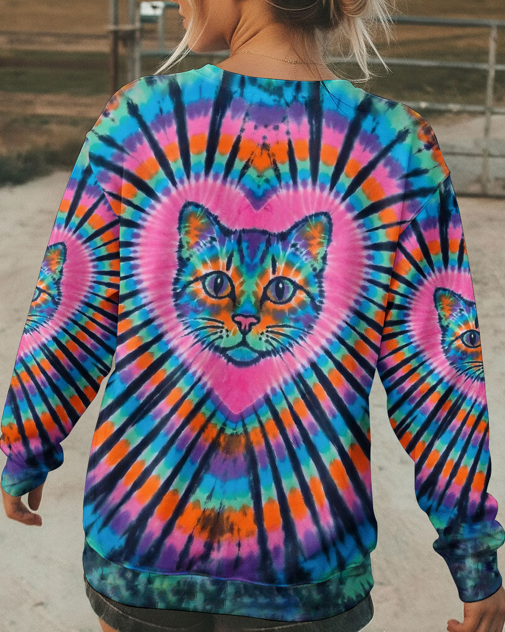 COLORFUL TURQUOISE CAT AURA ALL OVER PRINT - TYPQ1003262