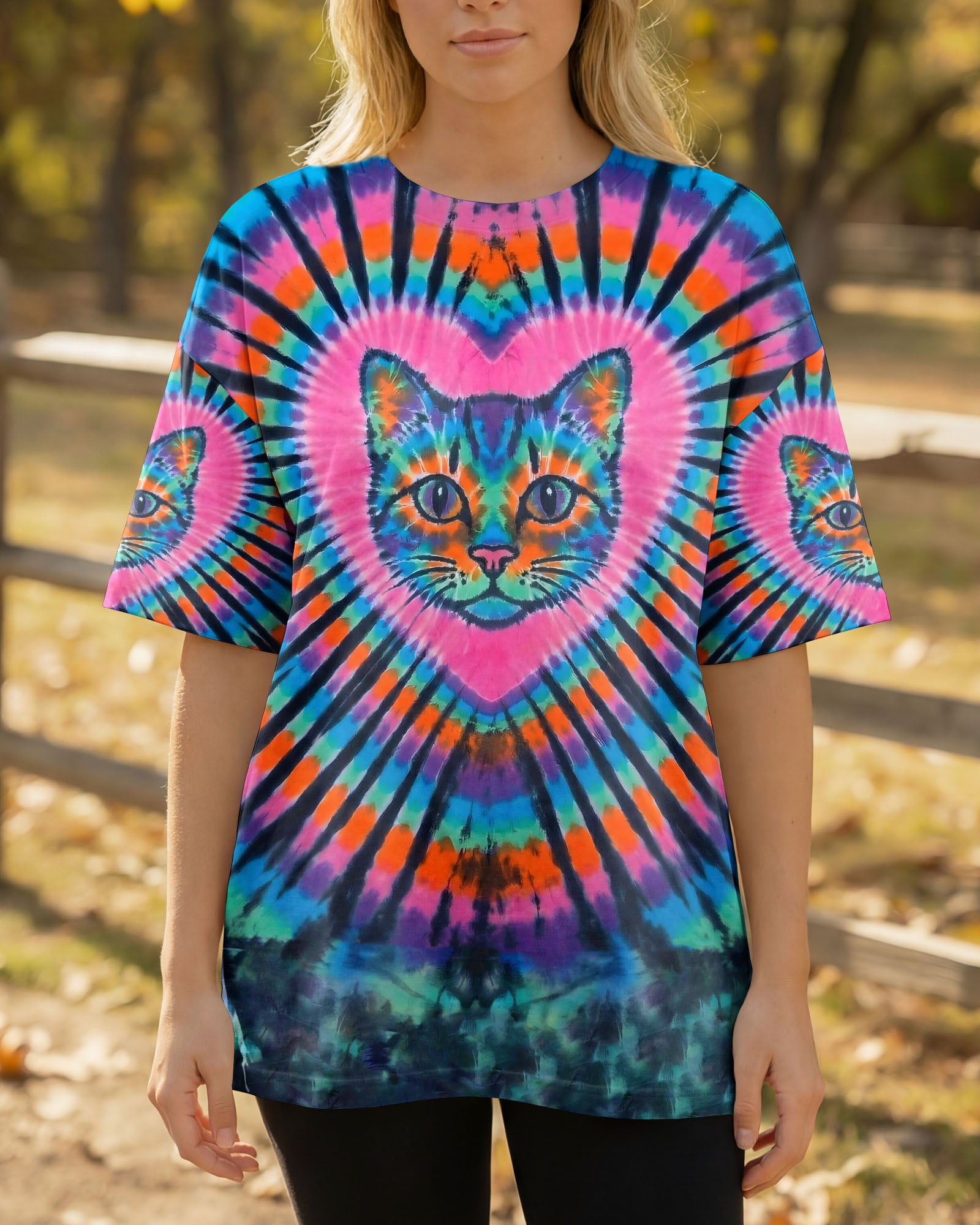 COLORFUL TURQUOISE CAT AURA ALL OVER PRINT - TYPQ1003262