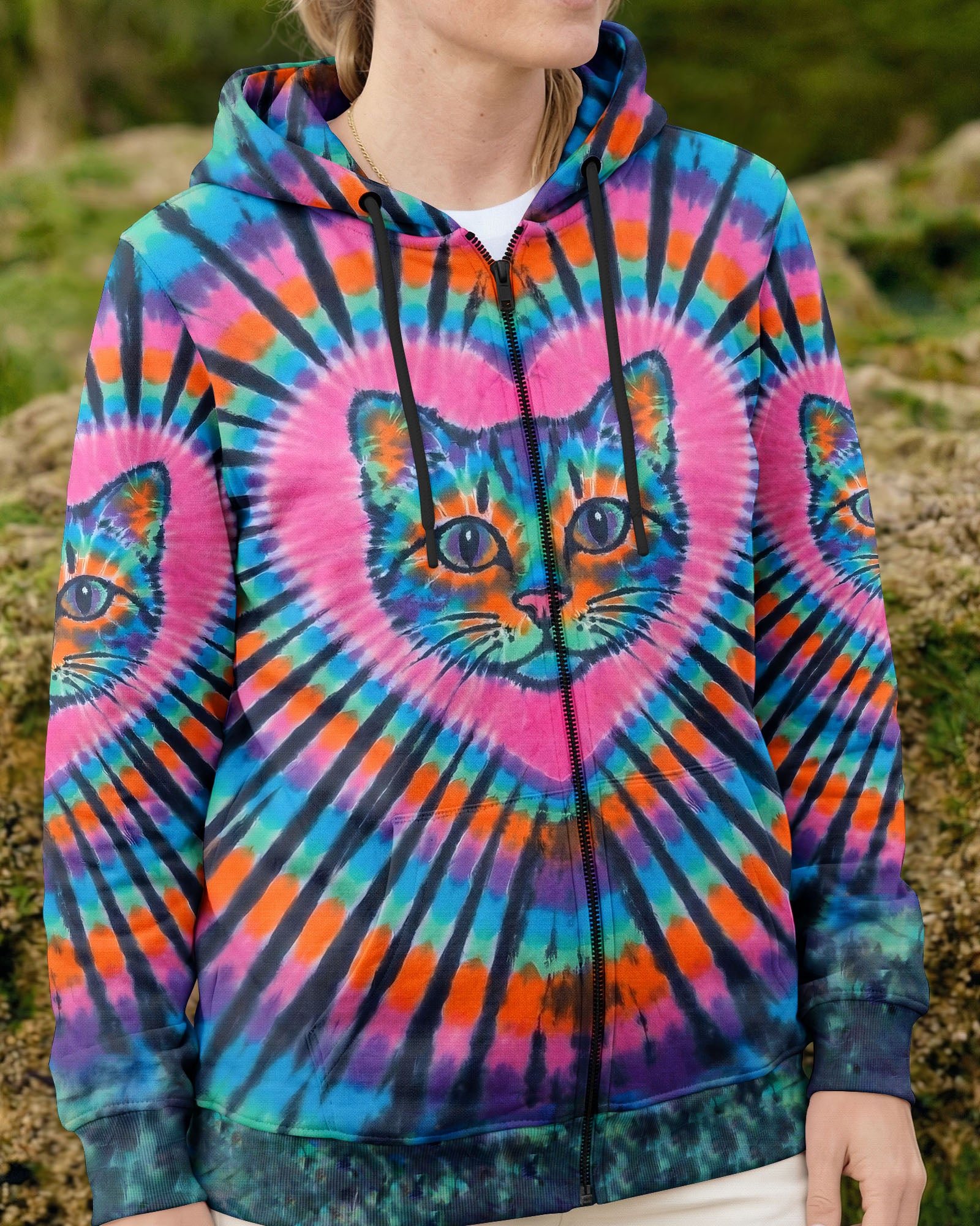 COLORFUL TURQUOISE CAT AURA ALL OVER PRINT - TYPQ1003262