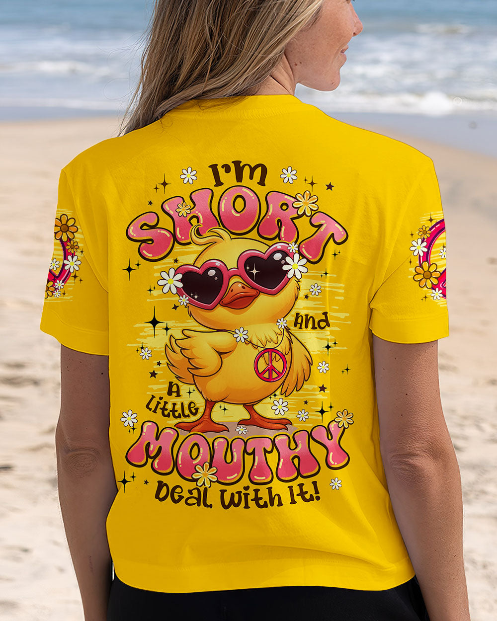 I'M SHORT AND A LITTLE MOUTHY DUCK HIPPIE ALL OVER PRINT - TYPQ1007252