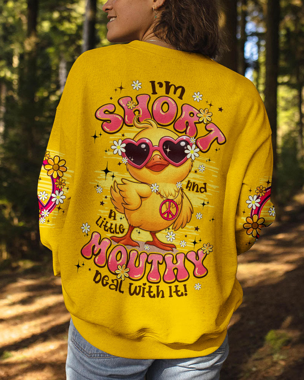 I'M SHORT AND A LITTLE MOUTHY DUCK HIPPIE ALL OVER PRINT - TYPQ1007252
