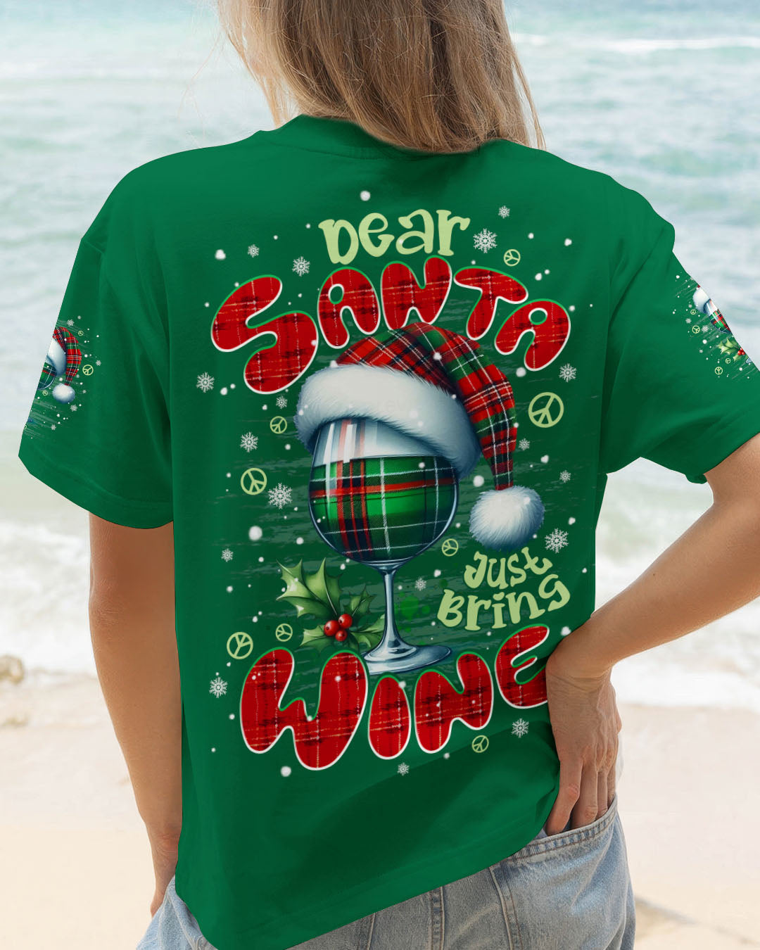 DEAR SANTA JUST BRING WINE CHRISTMAS ALL OVER PRINT - TYPQ1911251