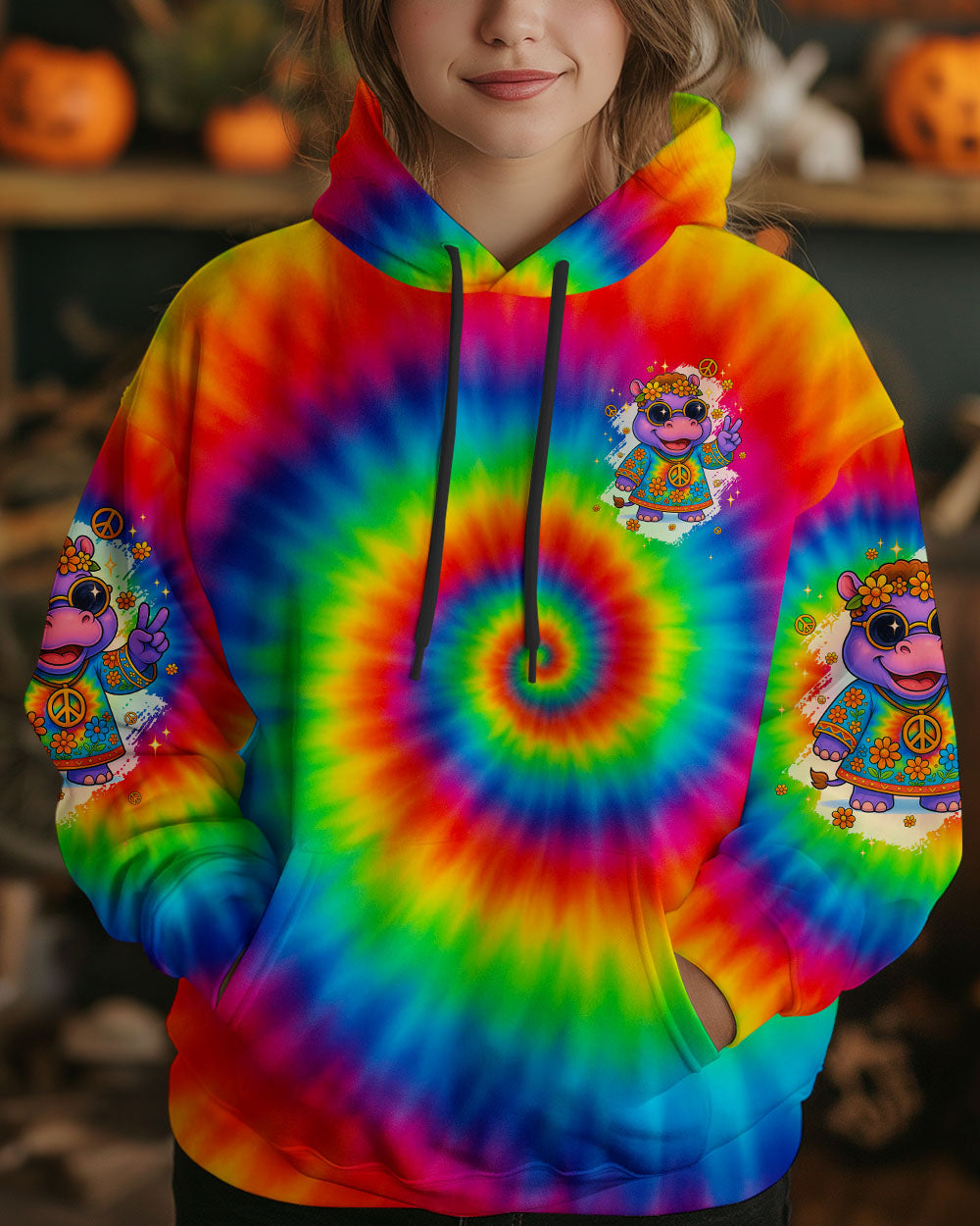 DON'T WORRY BE HIPPO TIE DYE ALL OVER PRINT - TYPQ2006251