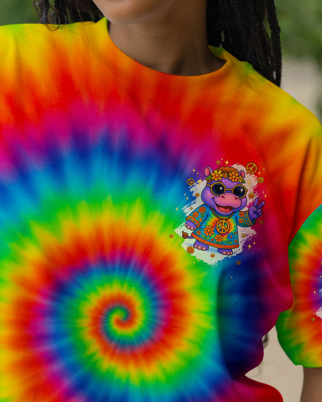 DON'T WORRY BE HIPPO TIE DYE ALL OVER PRINT - TYPQ2006251