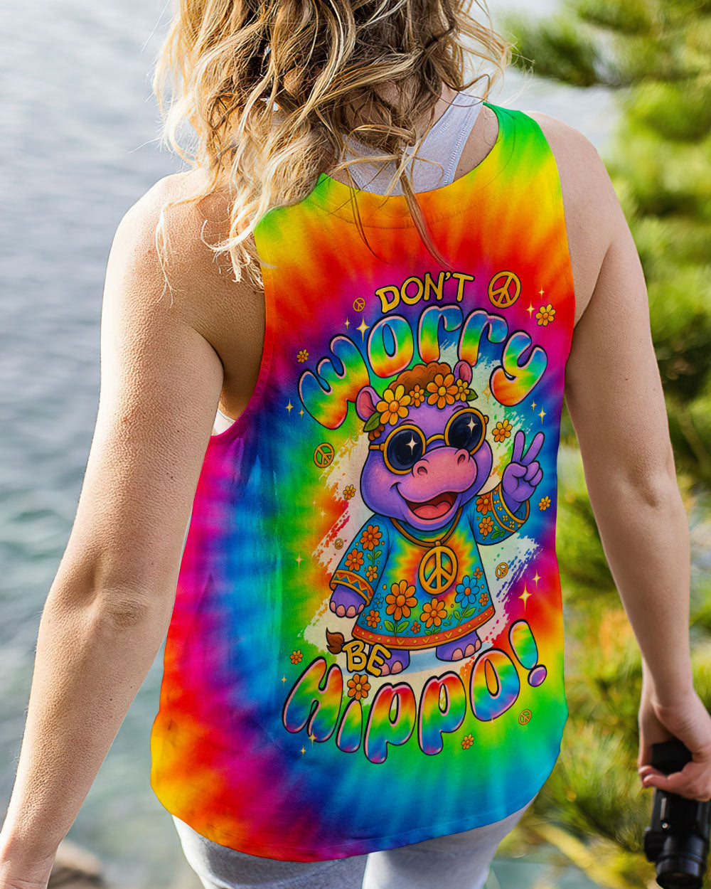 DON'T WORRY BE HIPPO TIE DYE ALL OVER PRINT - TYPQ2006251