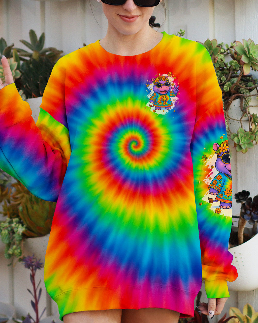 DON'T WORRY BE HIPPO TIE DYE ALL OVER PRINT - TYPQ2006251