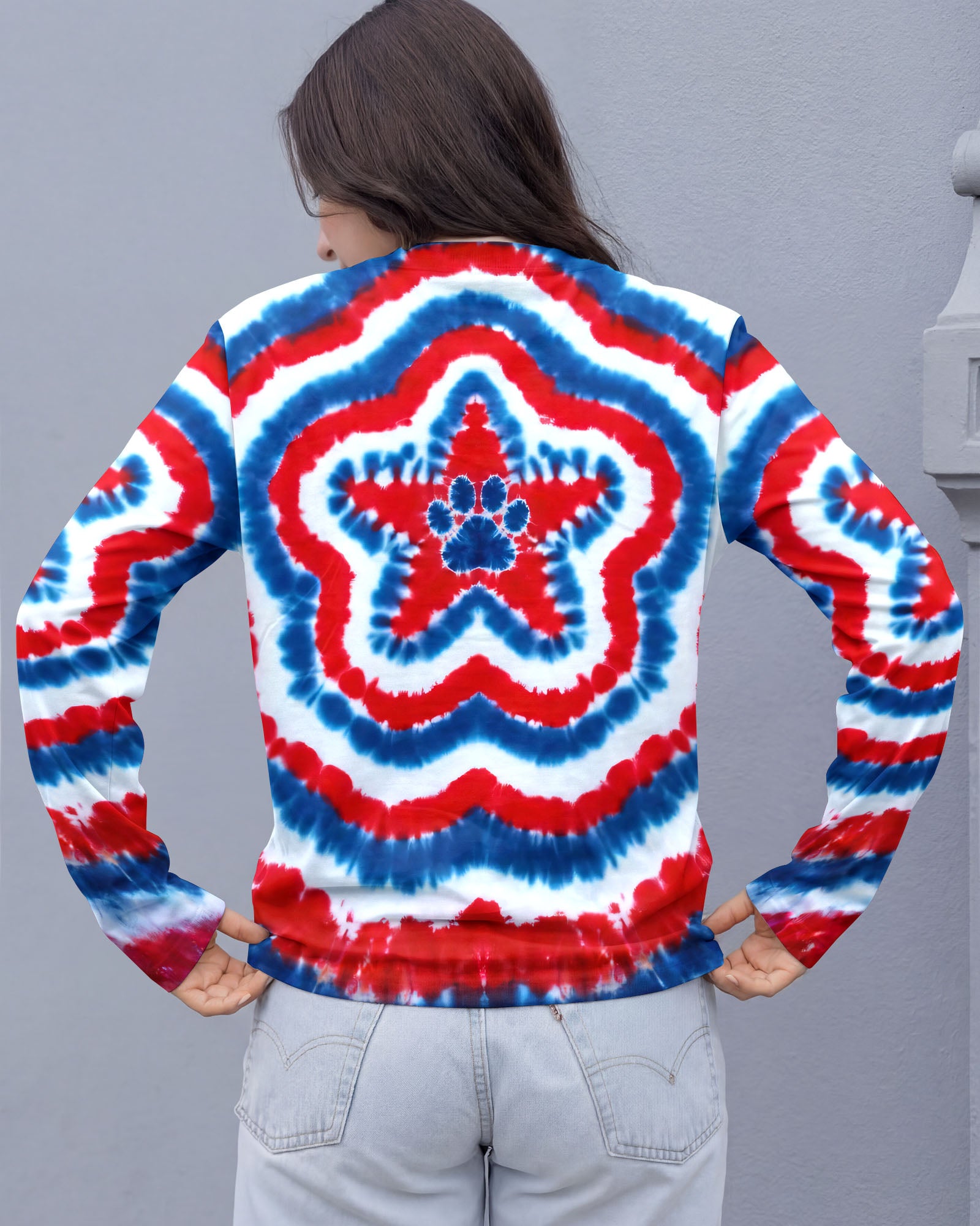 RED WHITE AND BLUE FLAG STAR ALL OVER PRINT - TYQY2403262