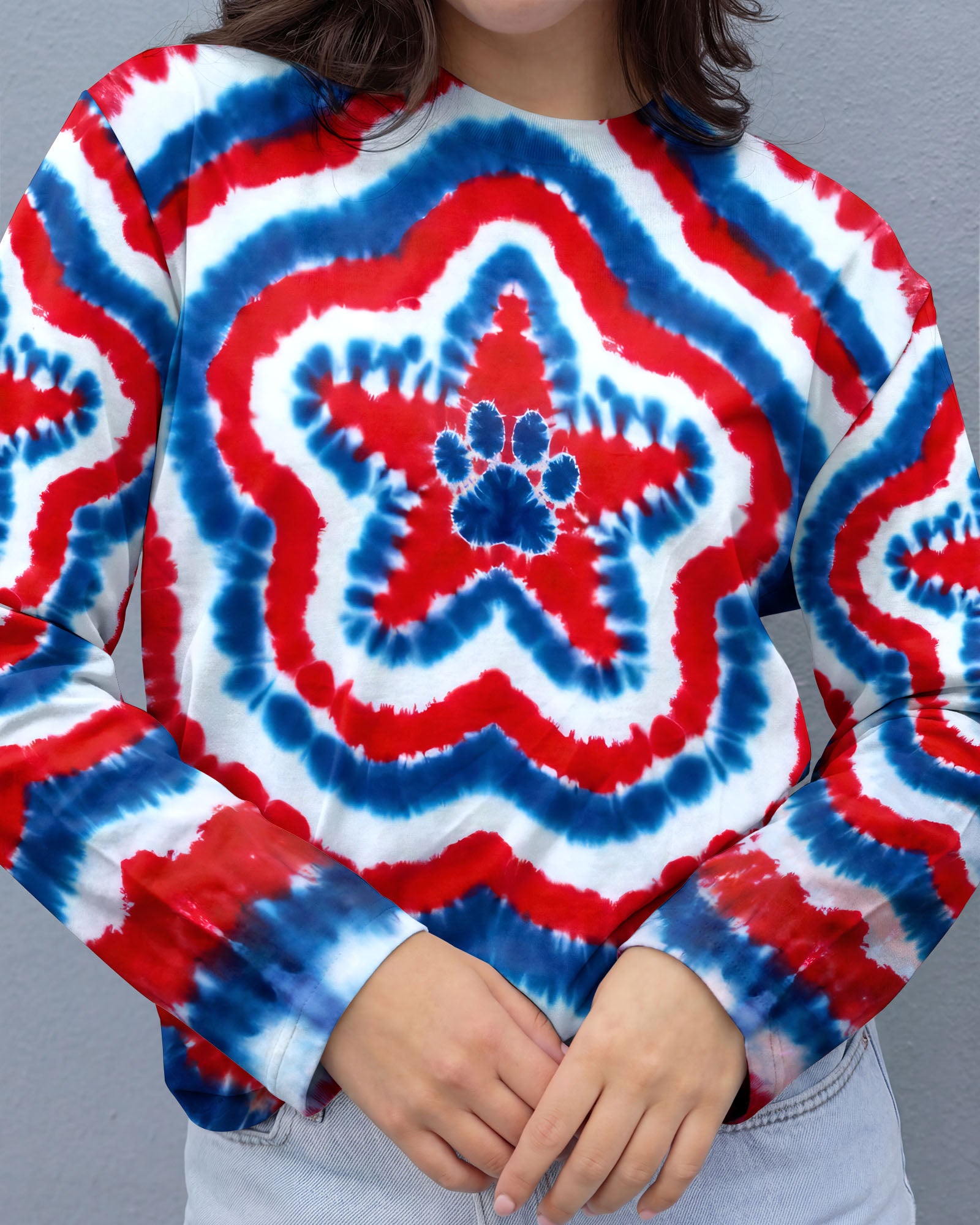 RED WHITE AND BLUE FLAG STAR ALL OVER PRINT - TYQY2403262