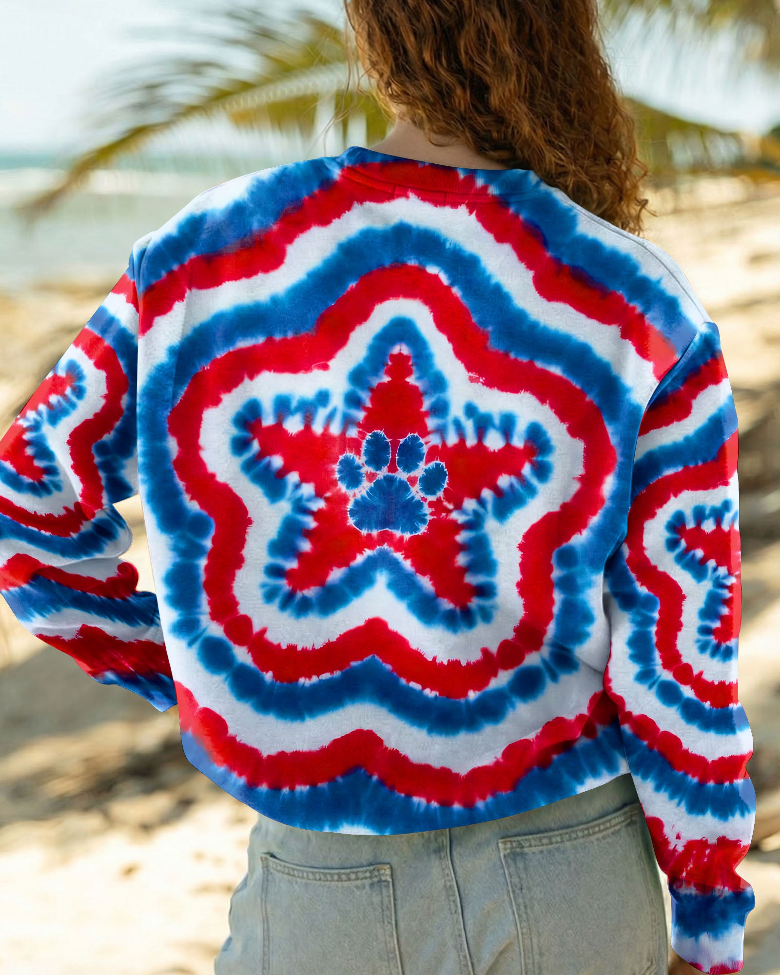 RED WHITE AND BLUE FLAG STAR ALL OVER PRINT - TYQY2403262
