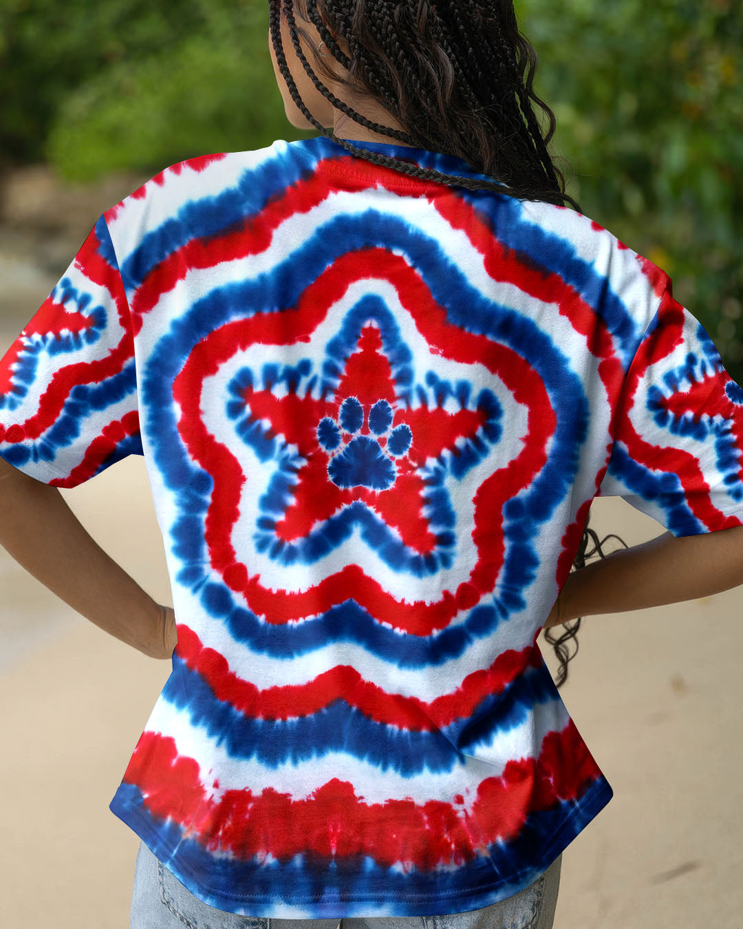 RED WHITE AND BLUE FLAG STAR ALL OVER PRINT - TYQY2403262