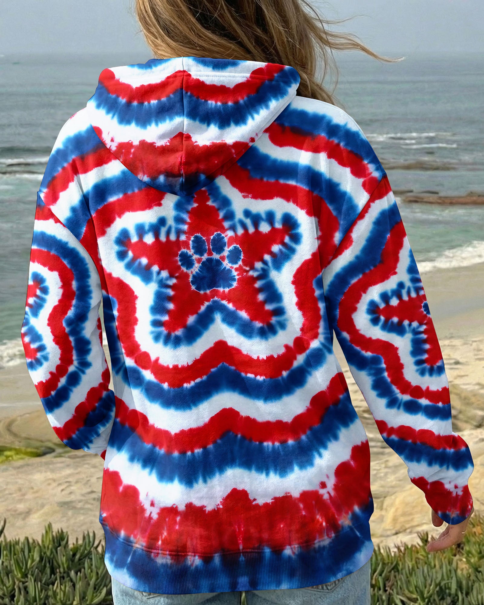 RED WHITE AND BLUE FLAG STAR ALL OVER PRINT - TYQY2403262