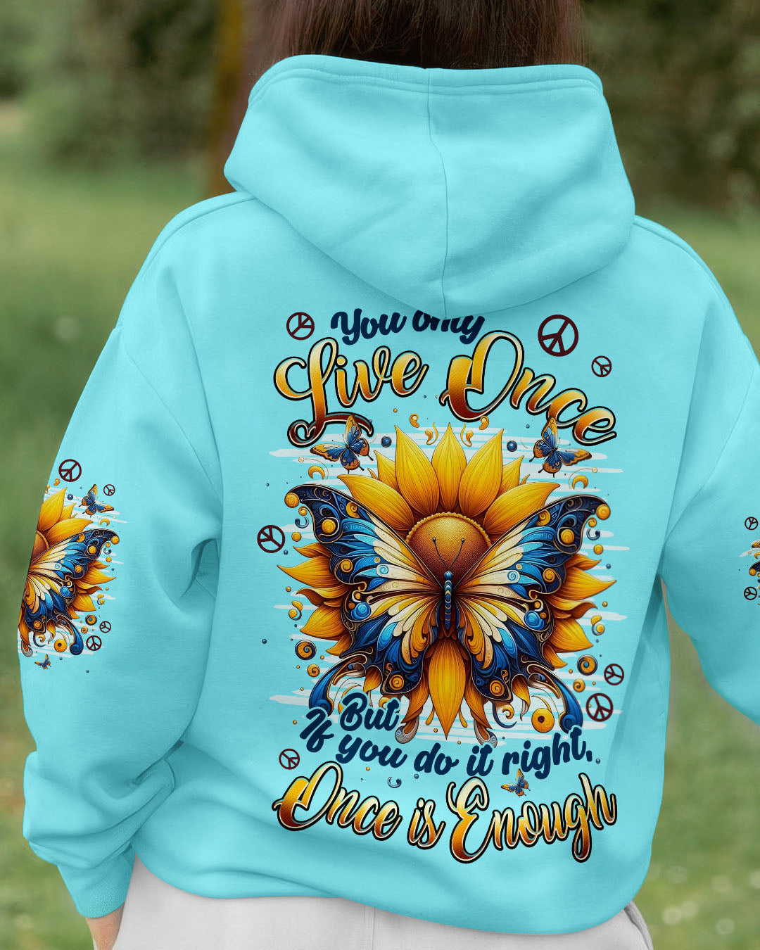 YOU ONLY LIVE ONCE BUTTERFLY SUNFLOWER ALL OVER PRINT - TYPQ2509251