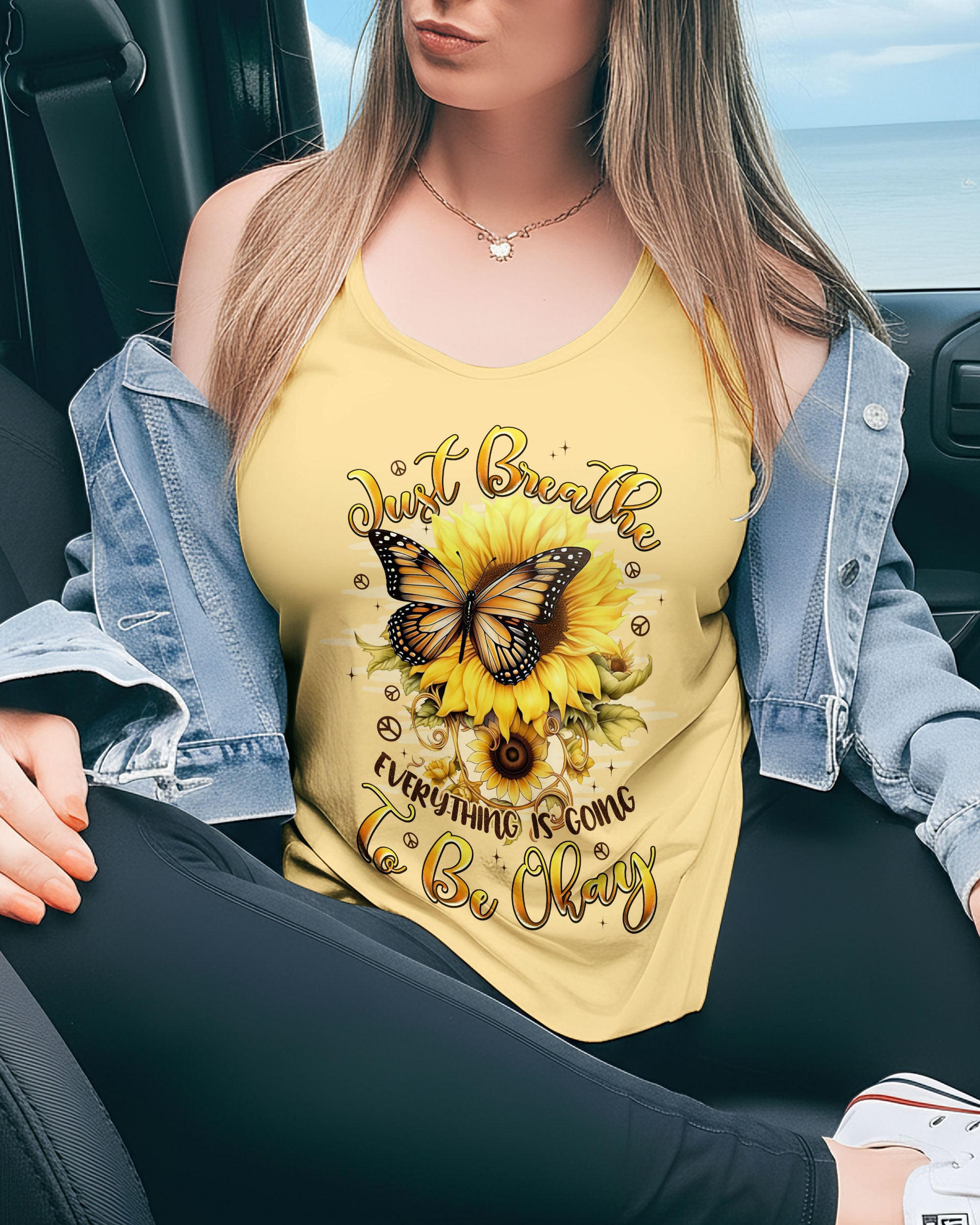 JUST BREATHE BUTTERFLY SUNFLOWER ALL OVER PRINT - TYPQ2911251