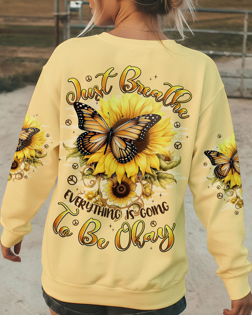 JUST BREATHE BUTTERFLY SUNFLOWER ALL OVER PRINT - TYPQ2911251