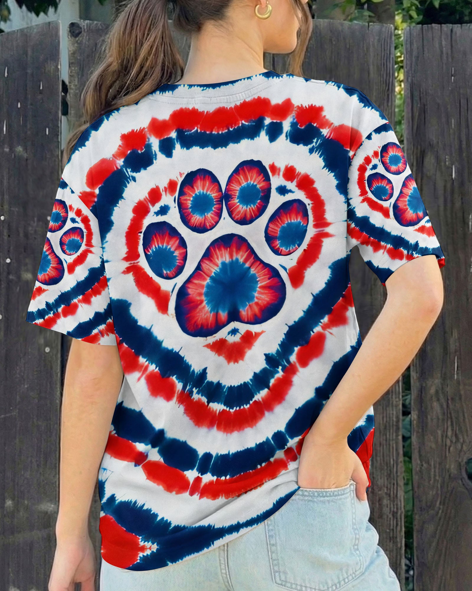 HEART PAW RED WHITE AND BLUE ALL OVER PRINT - TYQY02042531
