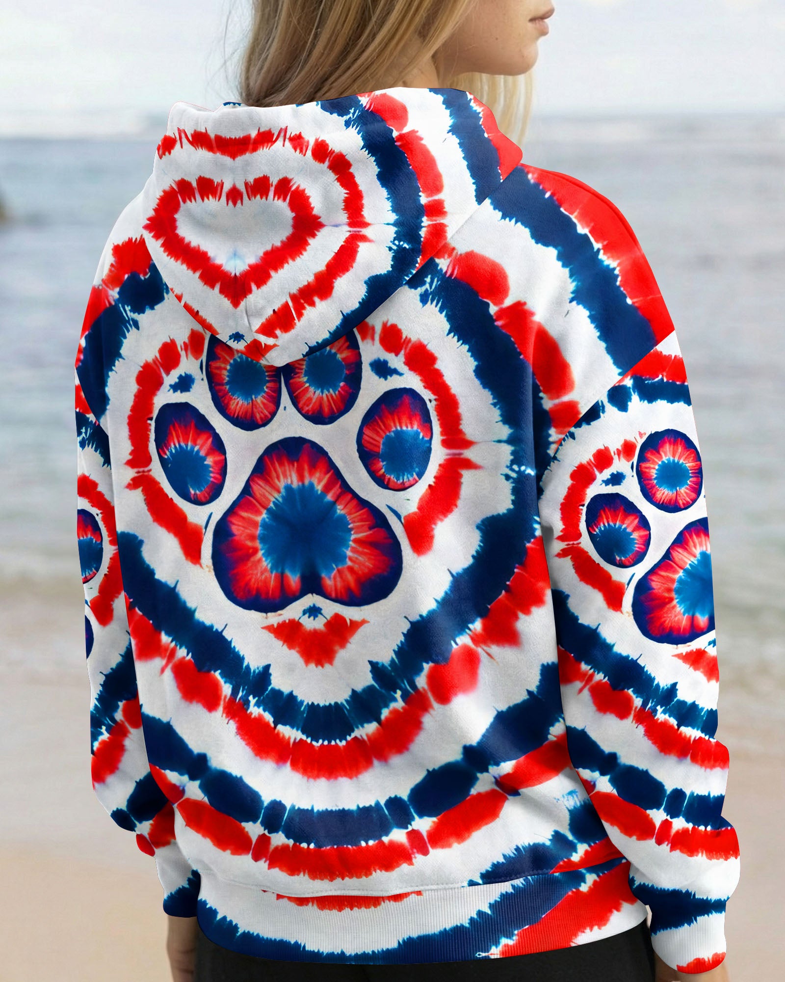 HEART PAW RED WHITE AND BLUE ALL OVER PRINT - TYQY02042531