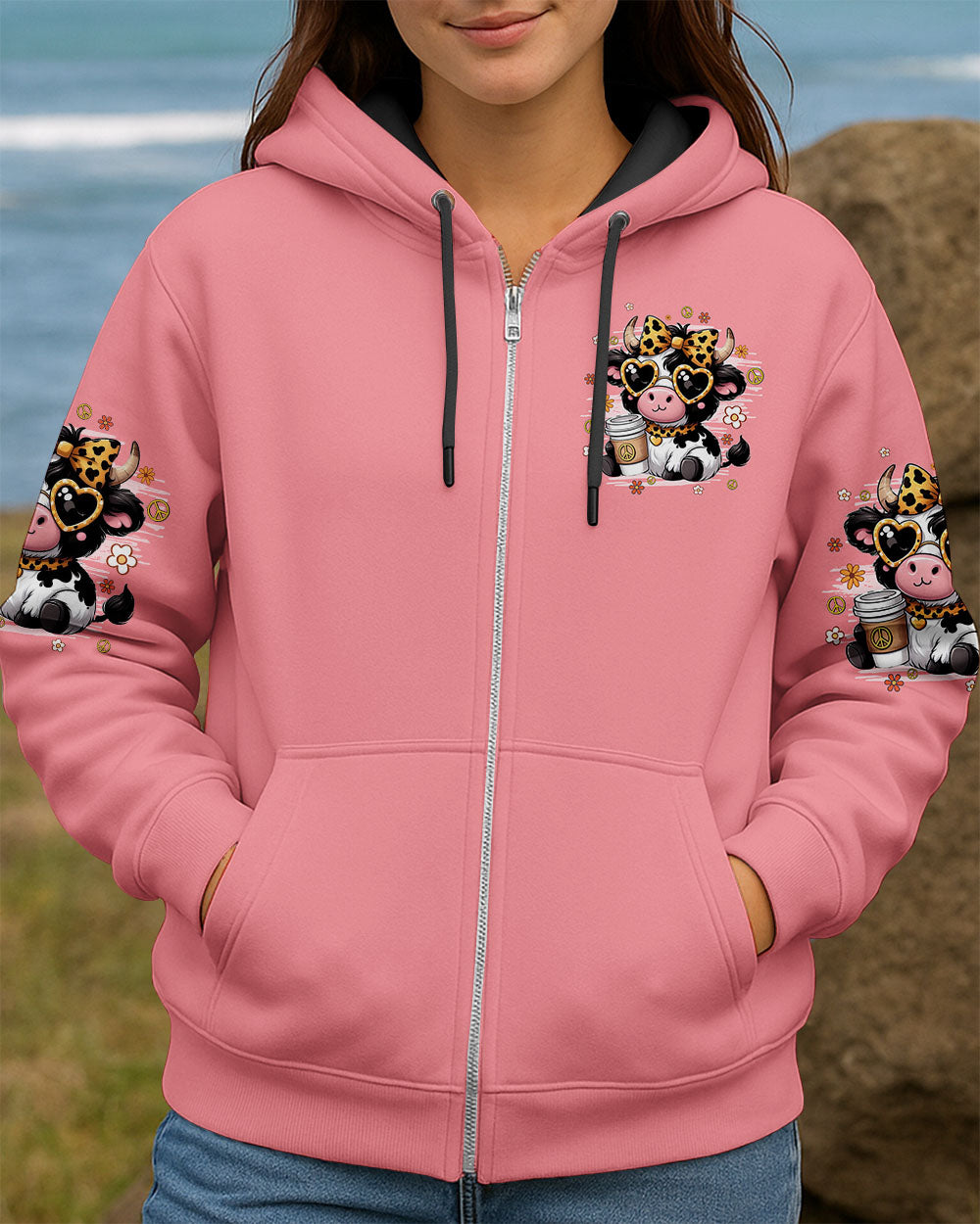 JUST A LITTLE MOODY COW HIPPIE ALL OVER PRINT - TYQY0207251