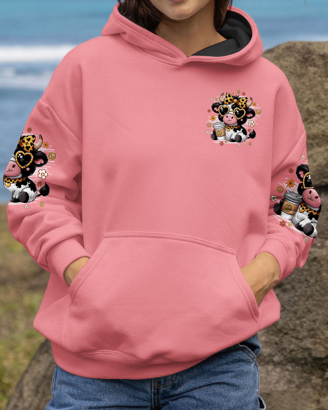 JUST A LITTLE MOODY COW HIPPIE ALL OVER PRINT - TYQY0207251