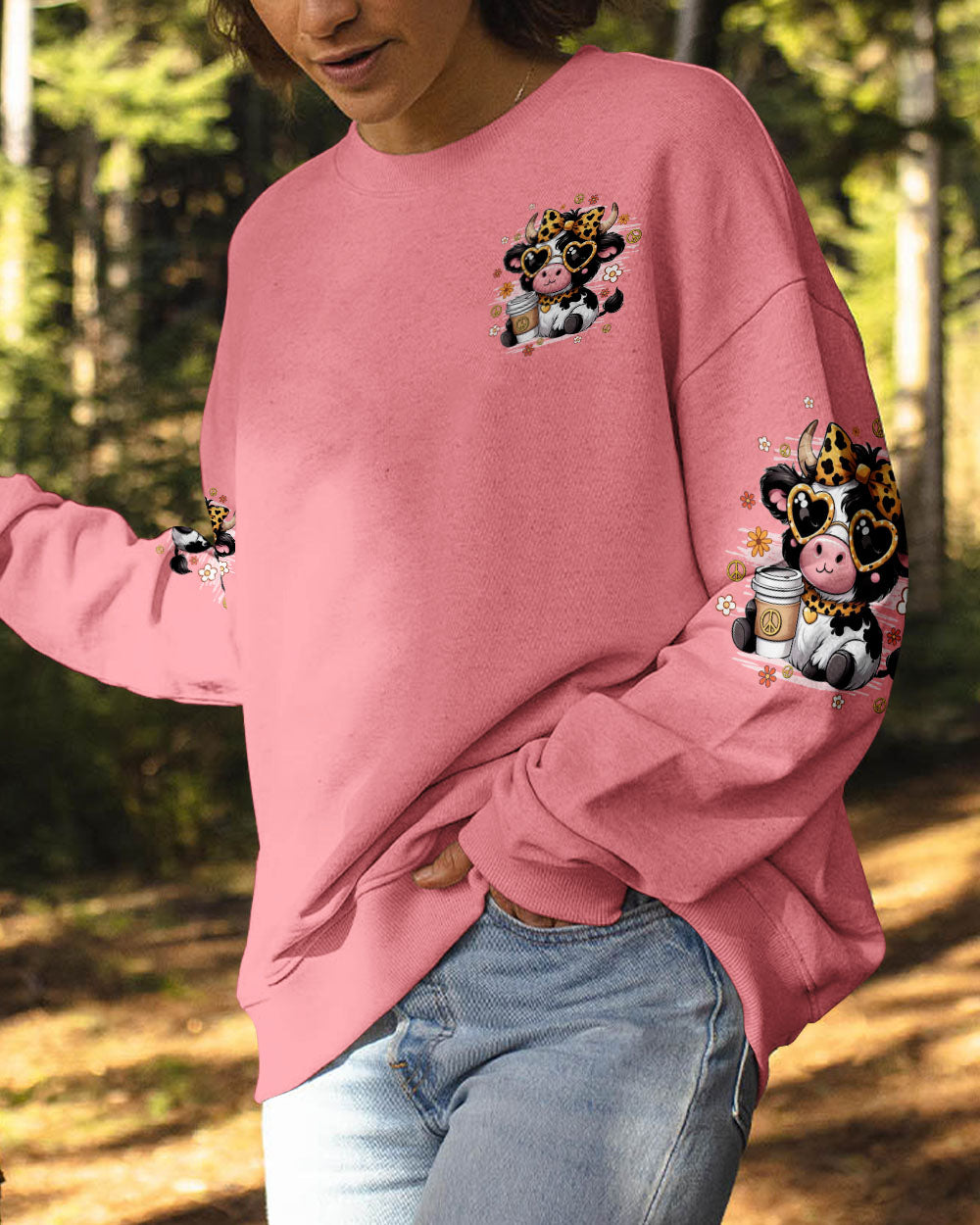 JUST A LITTLE MOODY COW HIPPIE ALL OVER PRINT - TYQY0207251