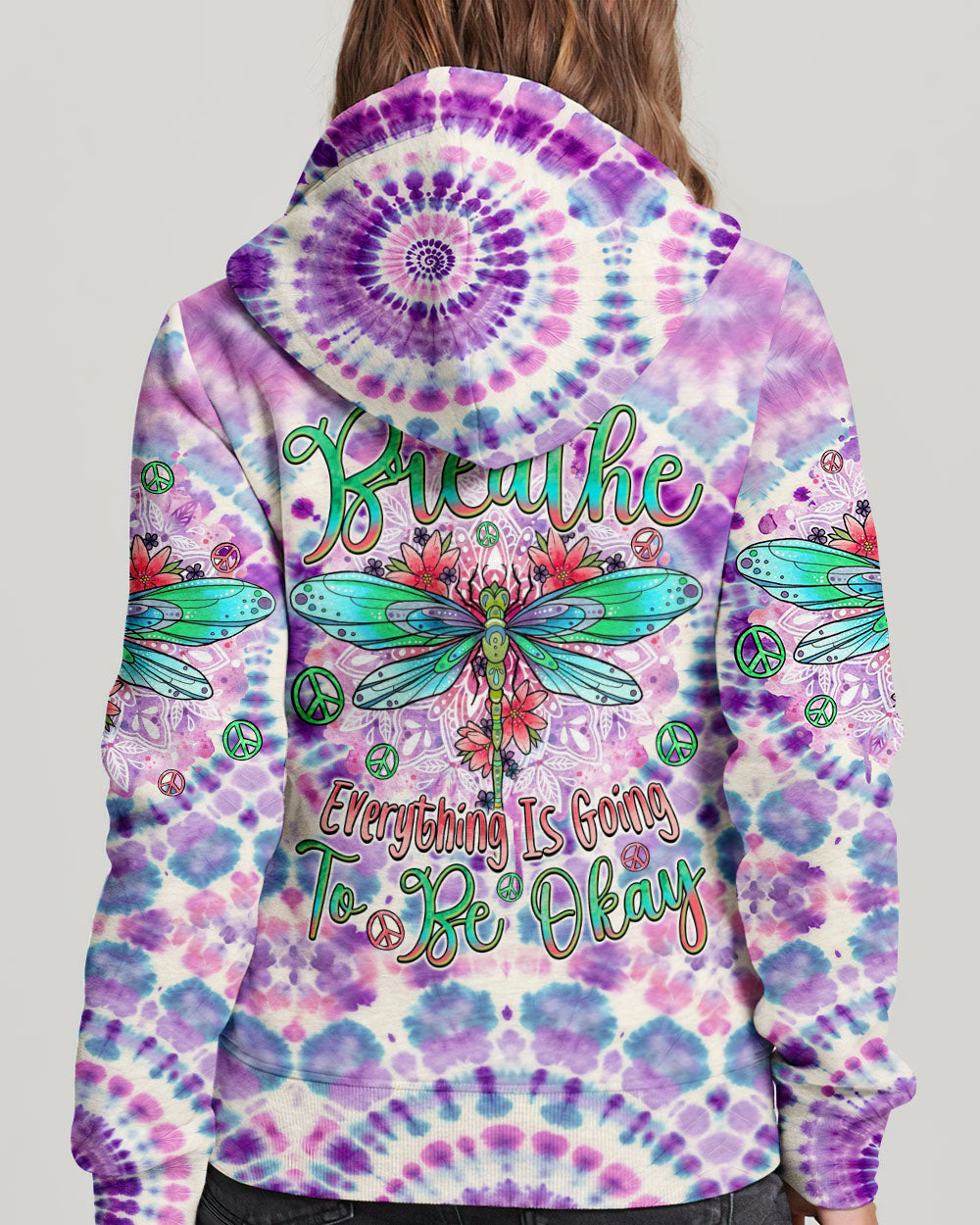 JUST BREATHE DRAGONFLY TIE DYE ALL OVER PRINT - TYQY0306244