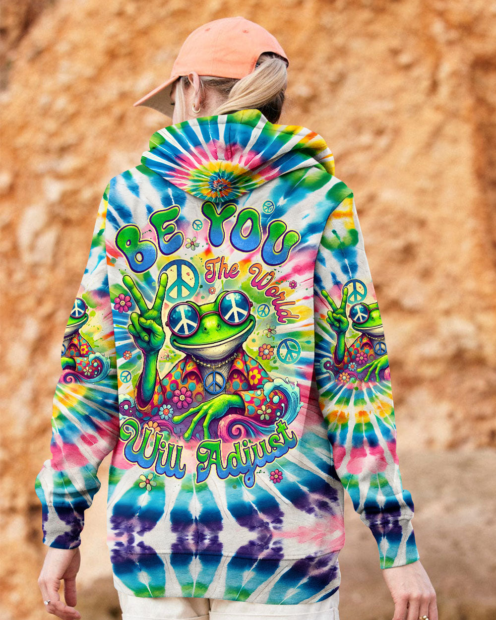 BE YOU THE WORLD WILL ADJUST FROG TIE DYE ALL OVER PRINT - TYQY0403244