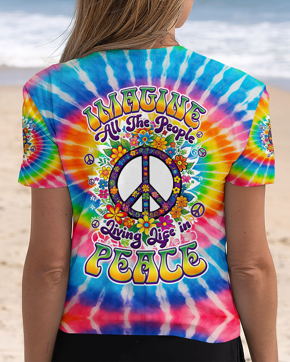 IMAGINE ALL THE PEOPLE LIVING LIFE IN PEACE TIE DYE ALL OVER PRINT - TYQY0406251