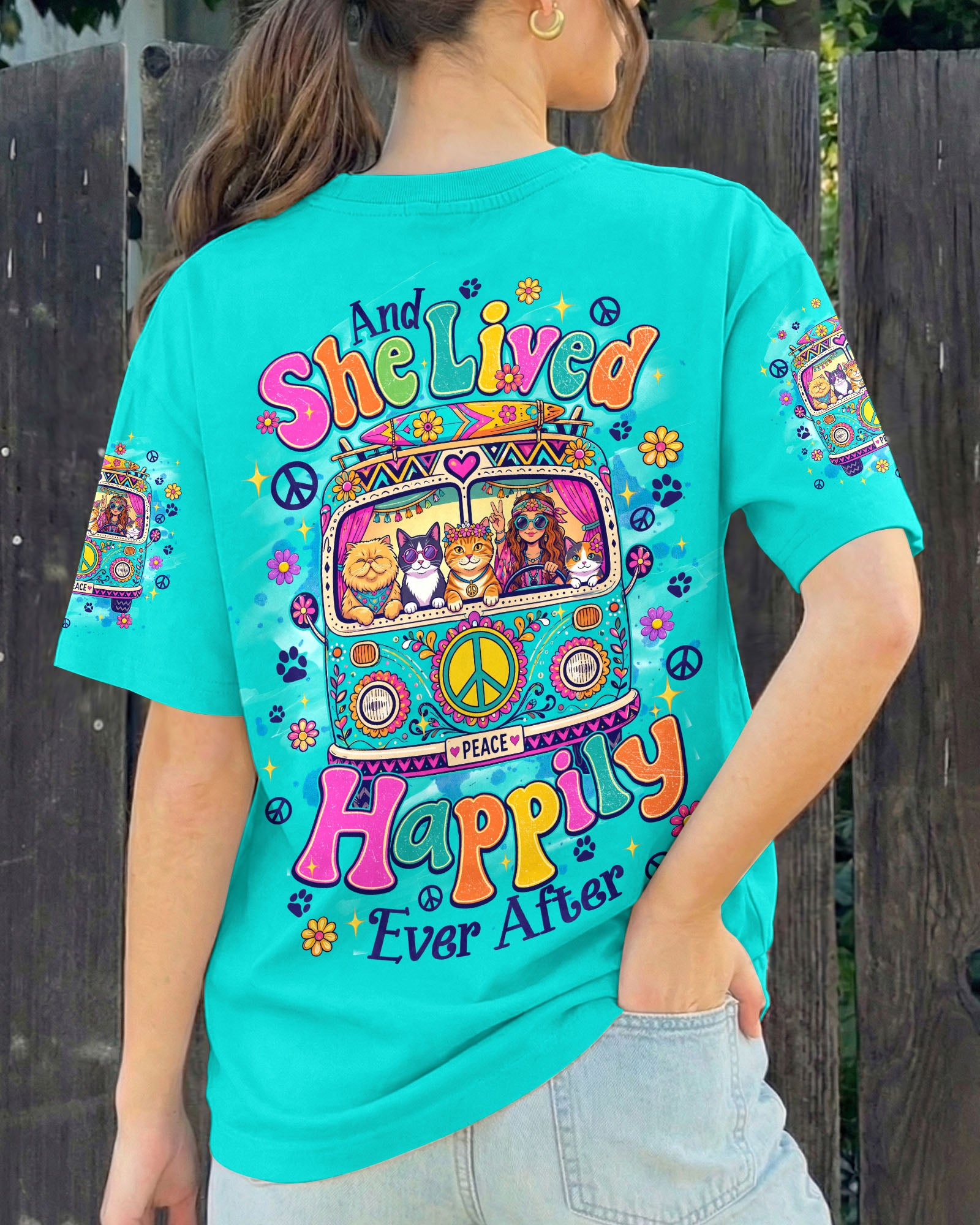 AND SHE LIVED HAPPILY EVER AFTER CAT ALL OVER PRINT - TYQY0408261