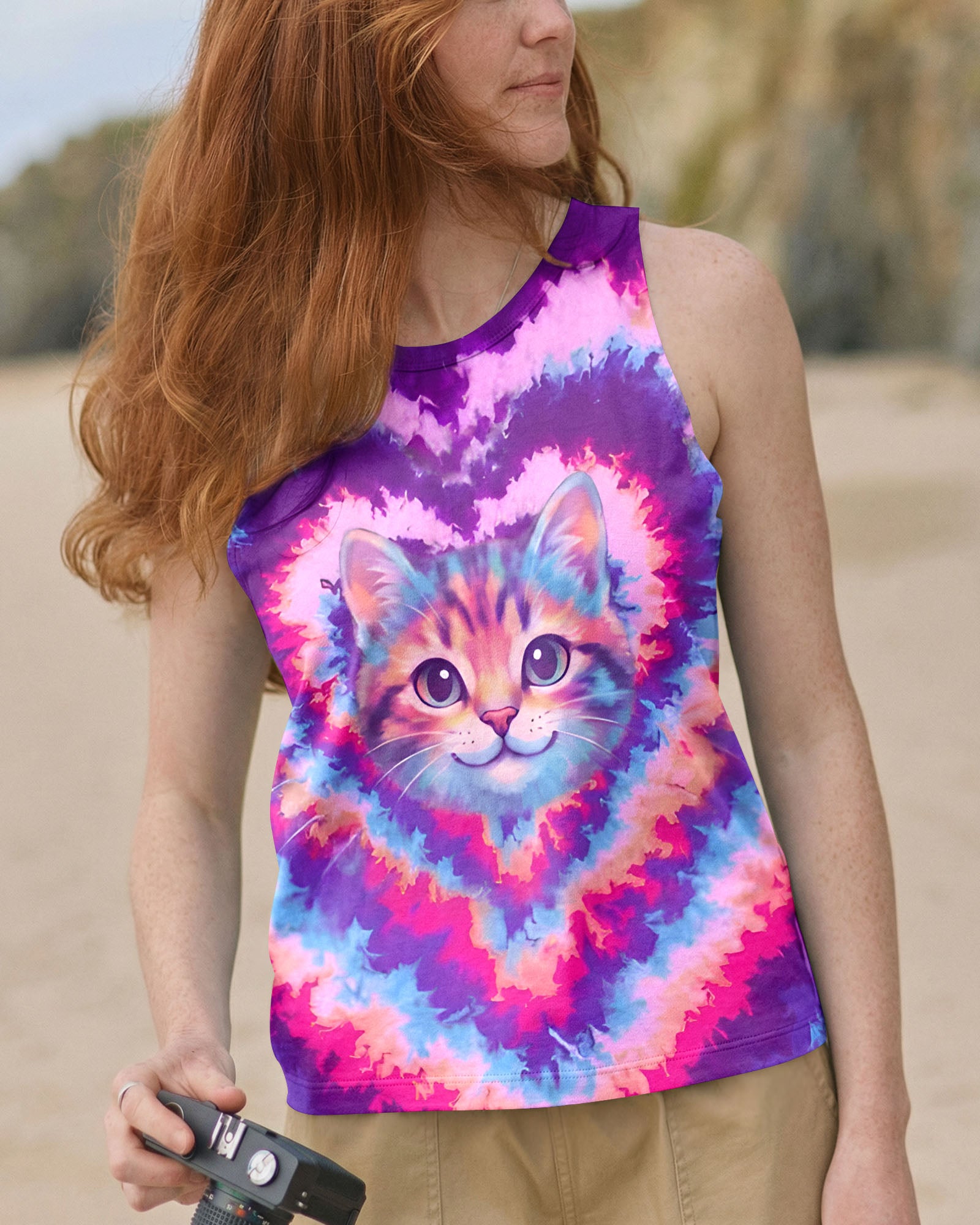 PINK VIOLET HEART CAT ALL OVER PRINT - TYQY0503261