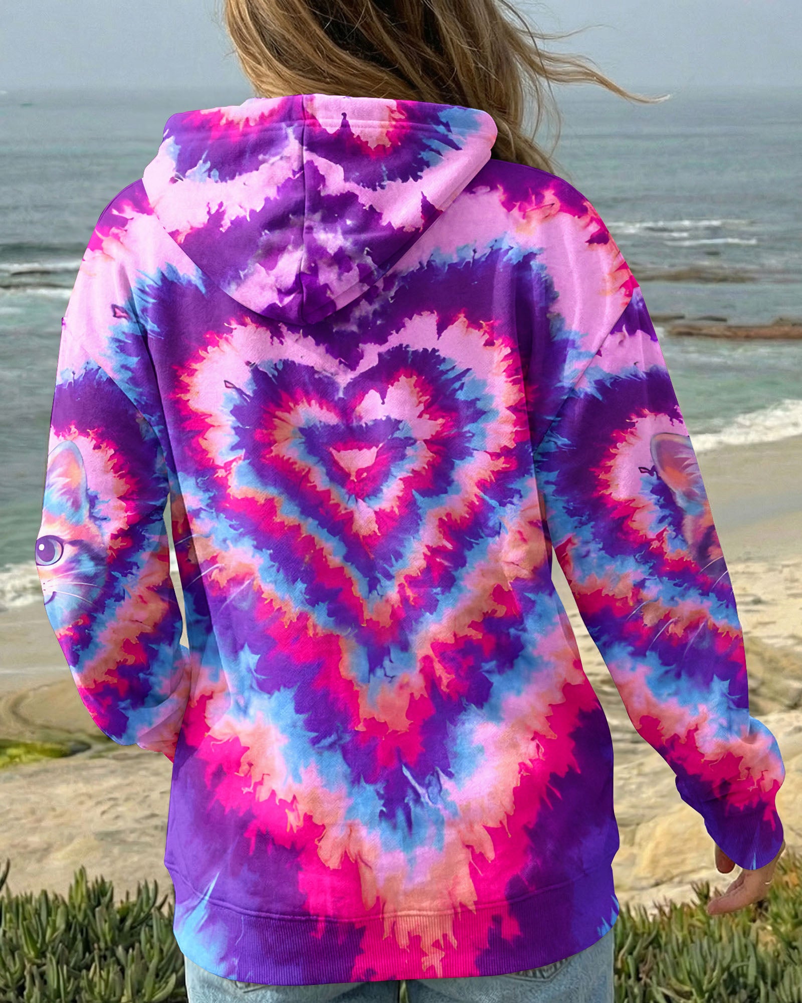 PINK VIOLET HEART CAT ALL OVER PRINT - TYQY0503261