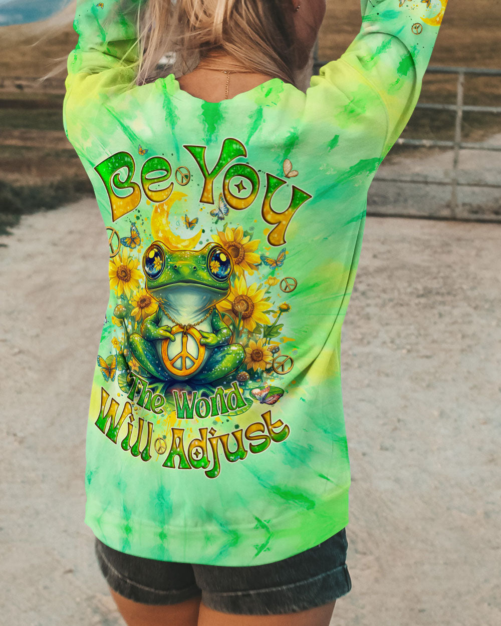 BE YOU THE WORLD WILL ADJUST FROG TIE DYE ALL OVER PRINT - TYQY1001251