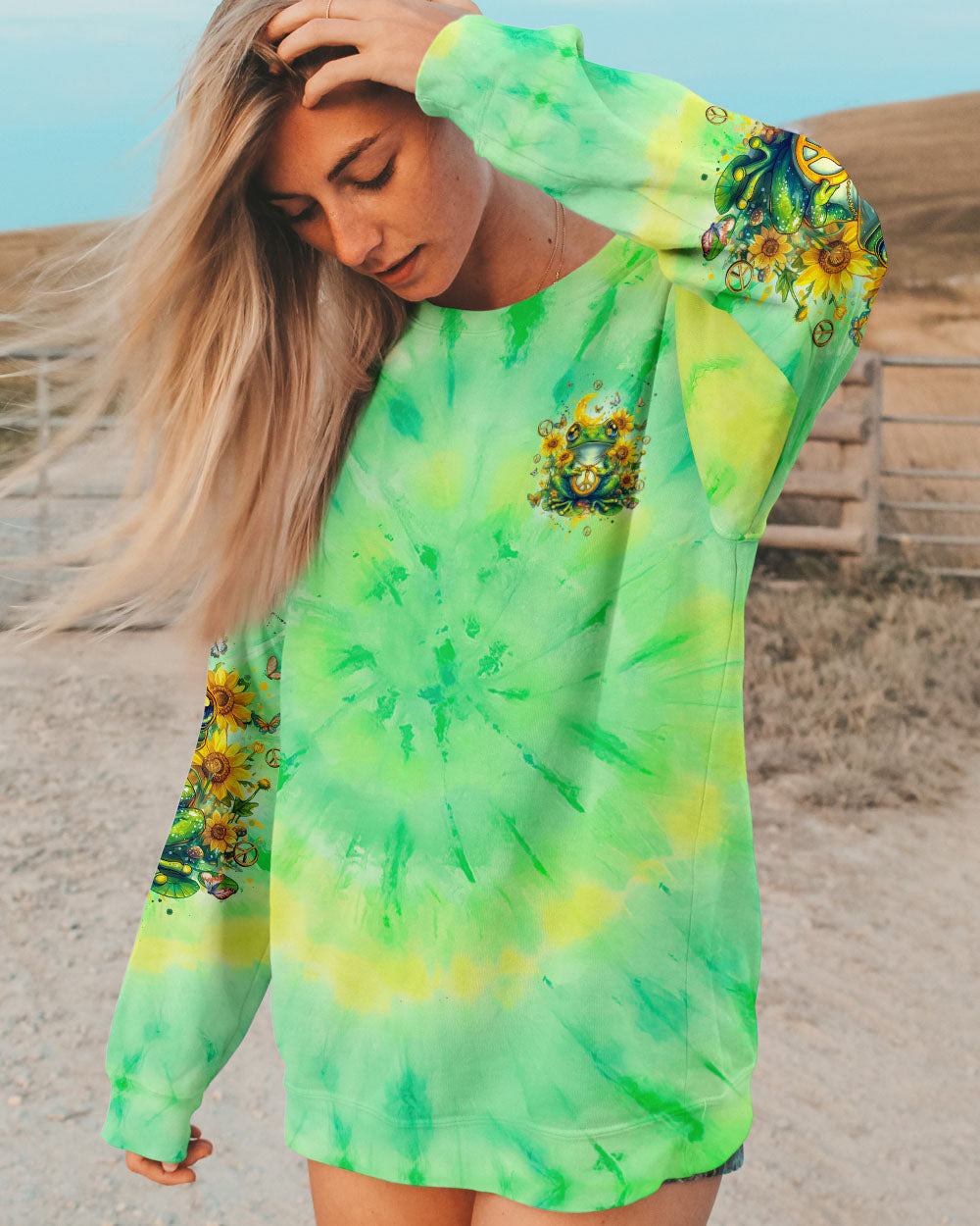 BE YOU THE WORLD WILL ADJUST FROG TIE DYE ALL OVER PRINT - TYQY1001251