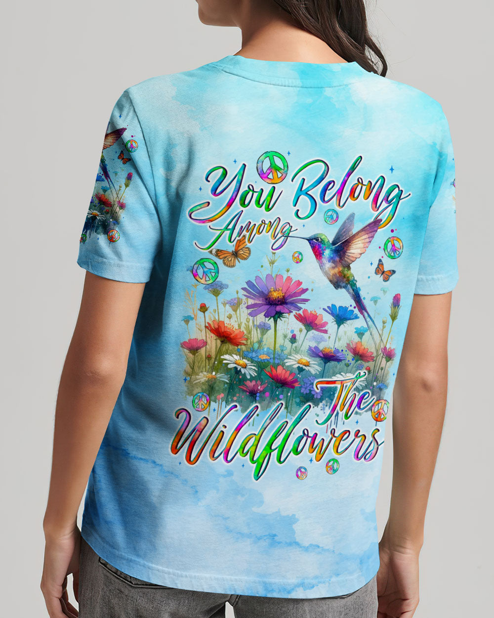 YOU BELONG AMONG THE WILDFLOWERS HUMMINGBIRD ALL OVER PRINT - TYQY1006245