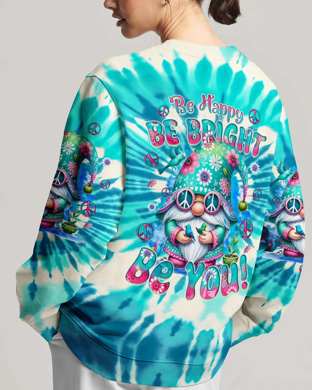 BE HAPPY BE BRIGHT BE YOU GNOME TIE DYE ALL OVER PRINT - TYQY1106243