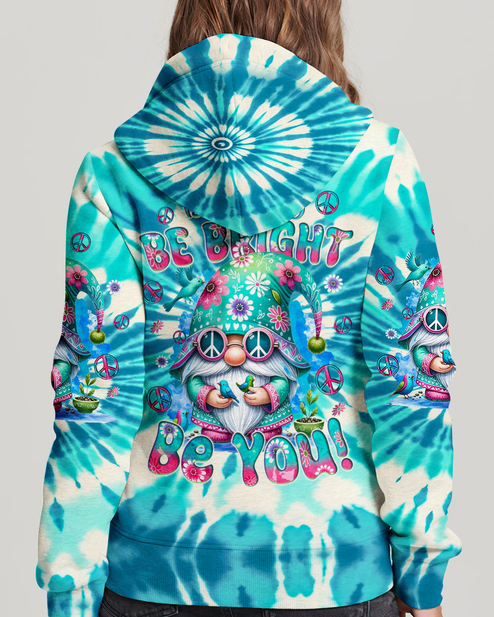 BE HAPPY BE BRIGHT BE YOU GNOME TIE DYE ALL OVER PRINT - TYQY1106243