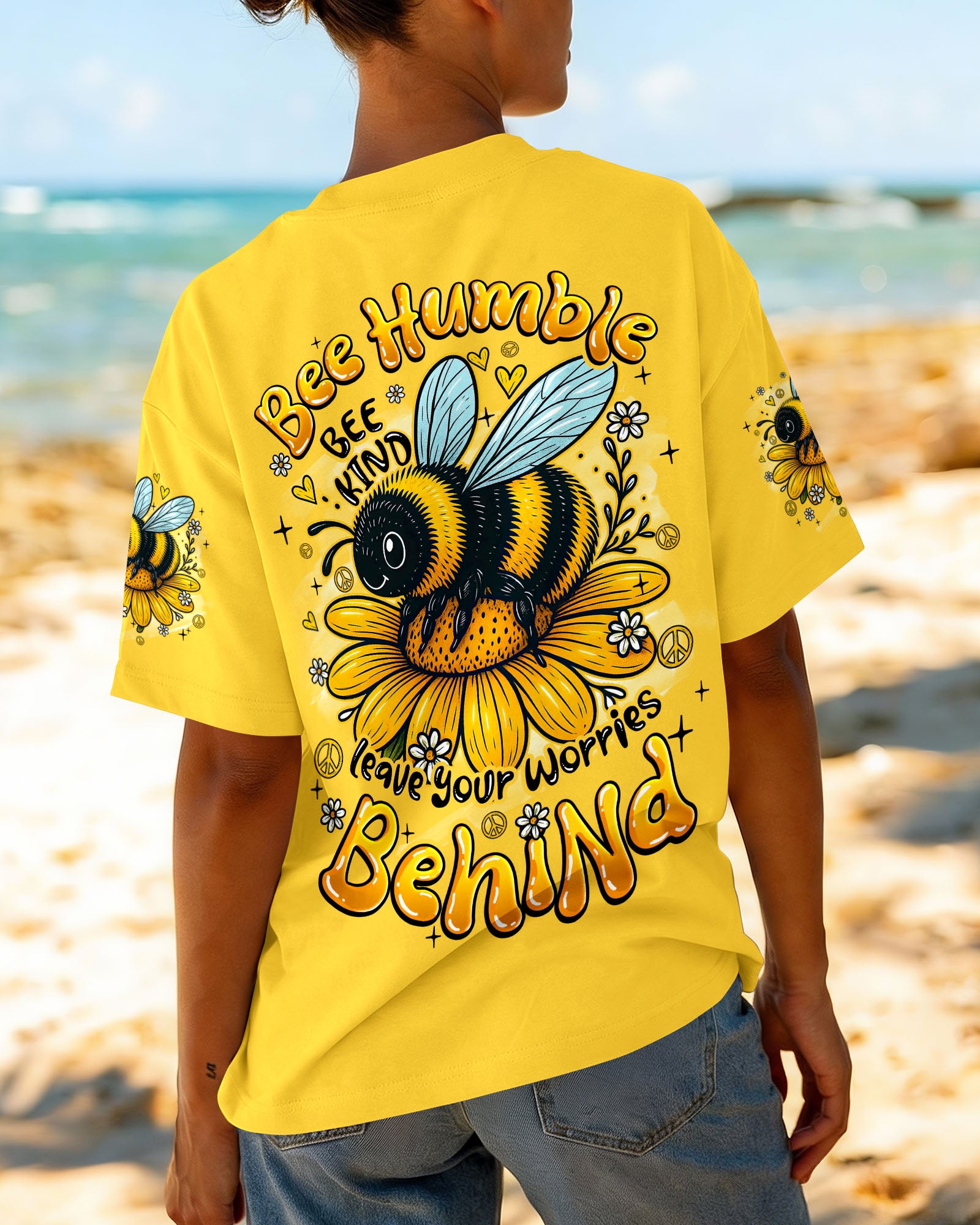 BEE HUMBLE BEE KIND LEAVE YOUR WORRIES BEHIND ALL OVER PRINT - TYQY1107262