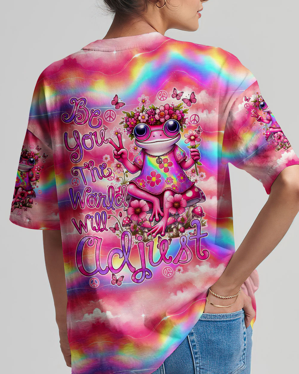 BE YOU THE WORLD WILL ADJUST FROG ALL OVER PRINT - TYQY1507242