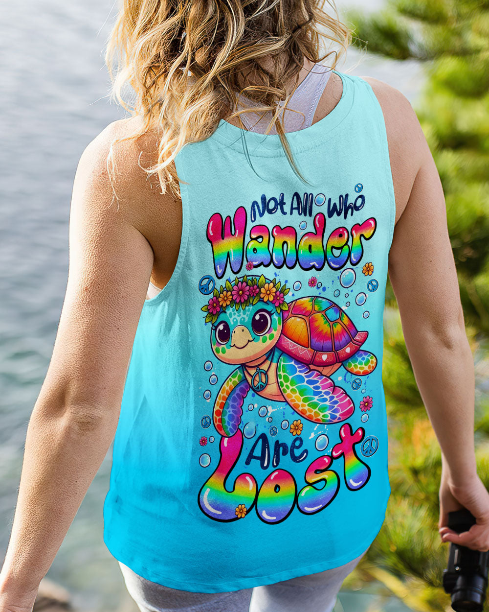 NOT ALL WHO WANDER ARE LOST HIPPIE TURTLE ALL OVER PRINT - TYQY1507252