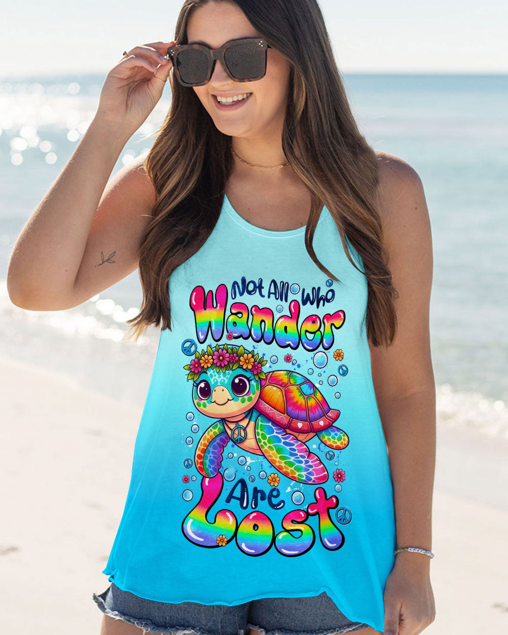 NOT ALL WHO WANDER ARE LOST HIPPIE TURTLE ALL OVER PRINT - TYQY1507252