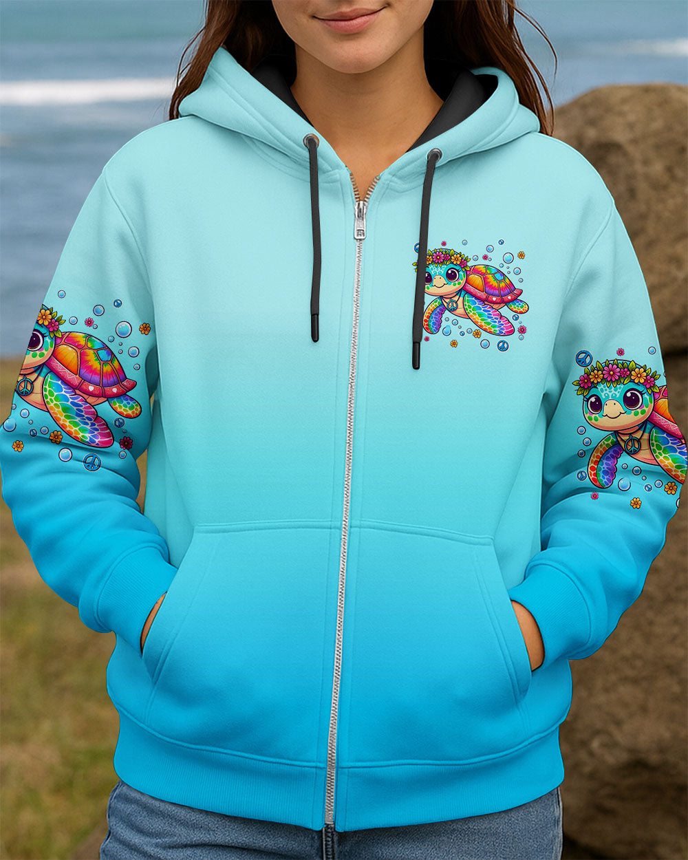 NOT ALL WHO WANDER ARE LOST HIPPIE TURTLE ALL OVER PRINT - TYQY1507252