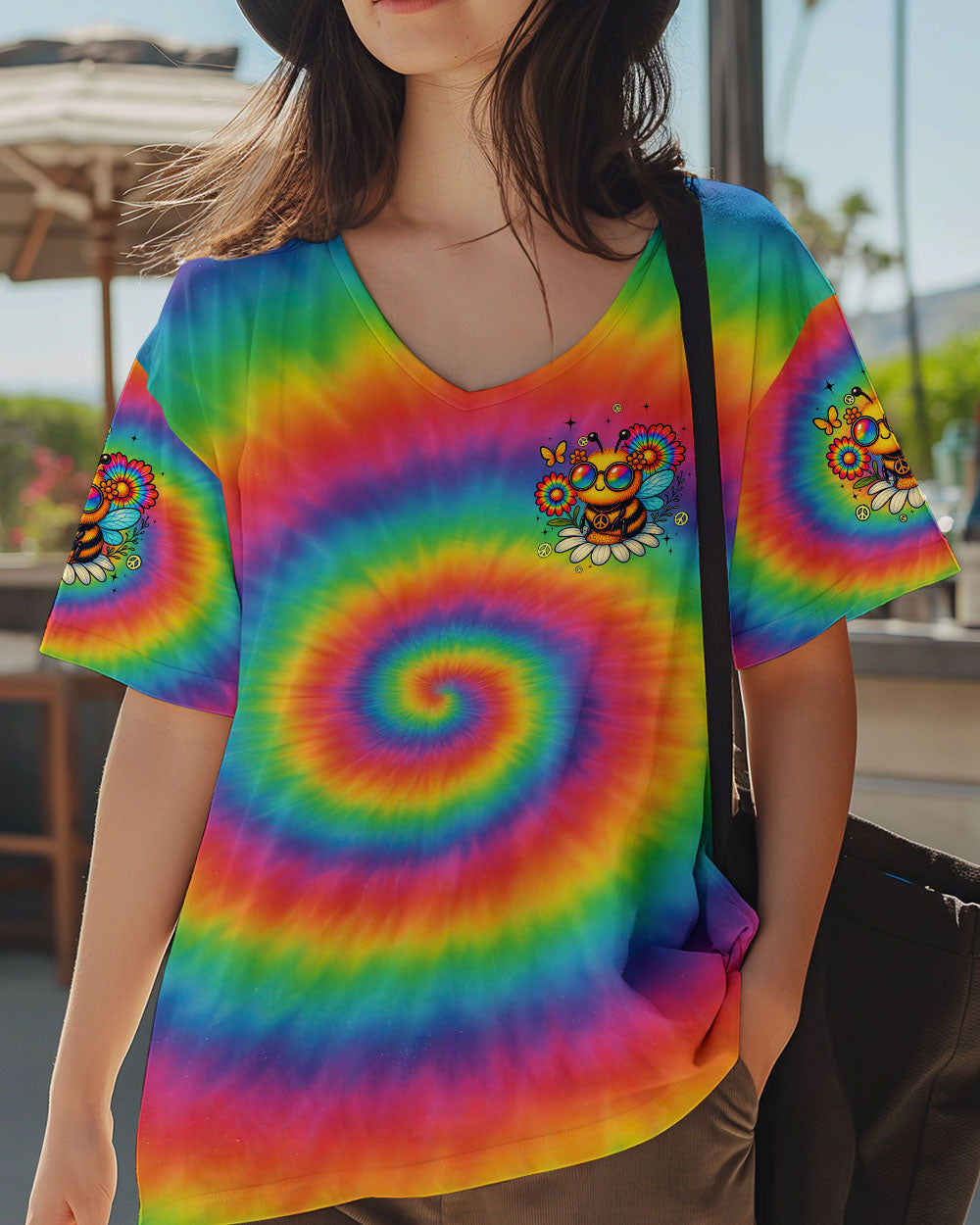DON'T WORRY BEE HAPPY TIE DYE ALL OVER PRINT - TYQY1606251