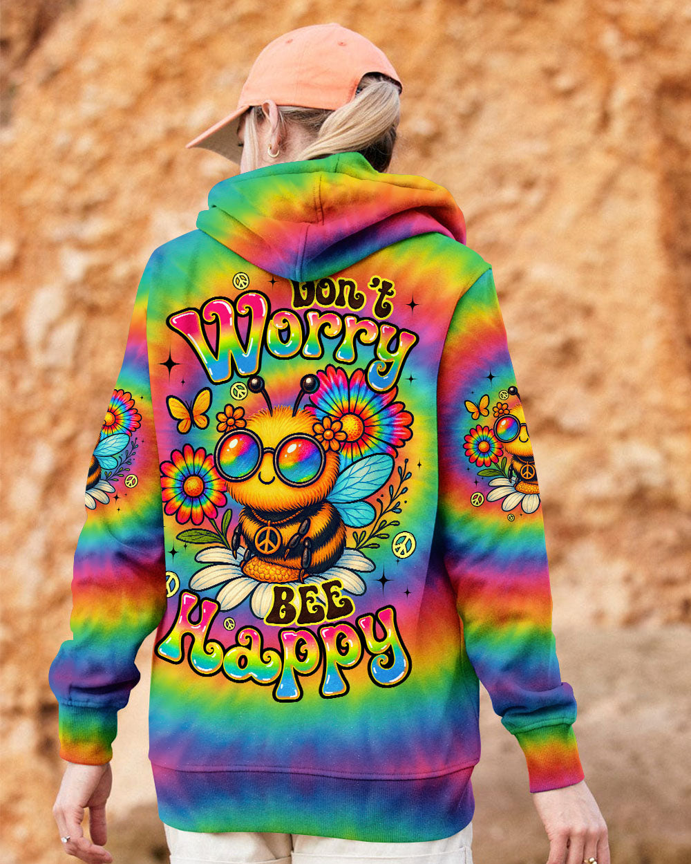 DON'T WORRY BEE HAPPY TIE DYE ALL OVER PRINT - TYQY1606251