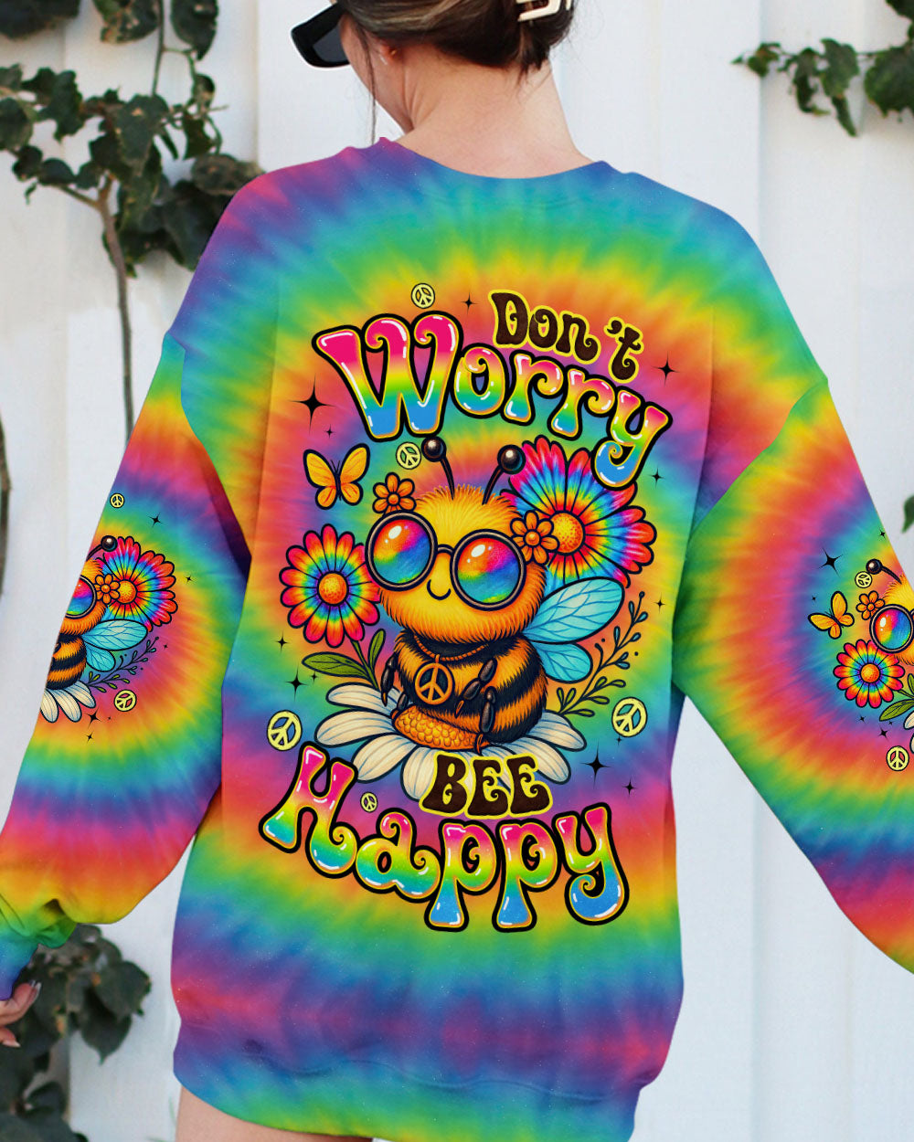 DON'T WORRY BEE HAPPY TIE DYE ALL OVER PRINT - TYQY1606251
